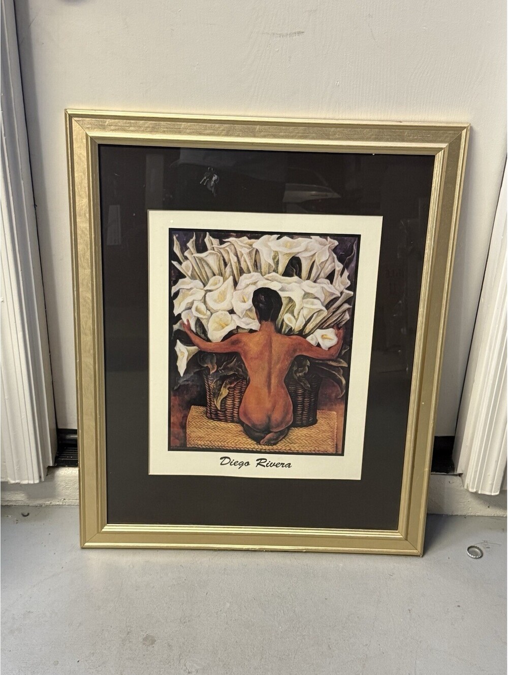 Diego Rivera Nude With Calla Lilies Framed Art Print Gold Frame 32x25
